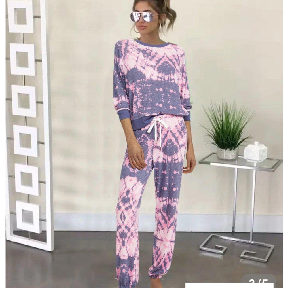 Trendy Tie Dye Printed Long Sleeve Lounge Set